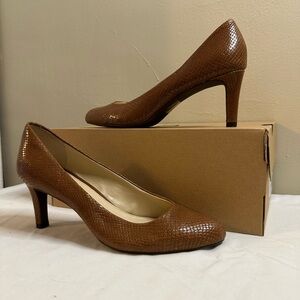 Lauren Ralph Lauren Snakeskin Brown Harper Heels